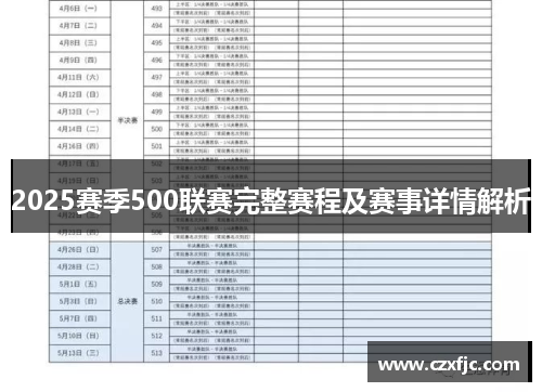 2025赛季500联赛完整赛程及赛事详情解析